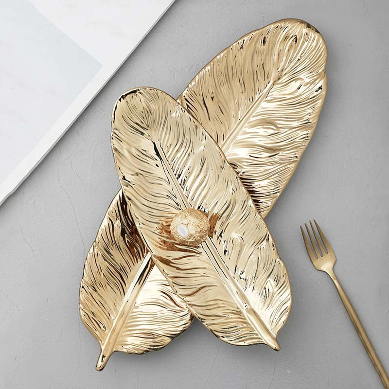 bladvormig metalen dienblad geschikt voor decoratie in huis