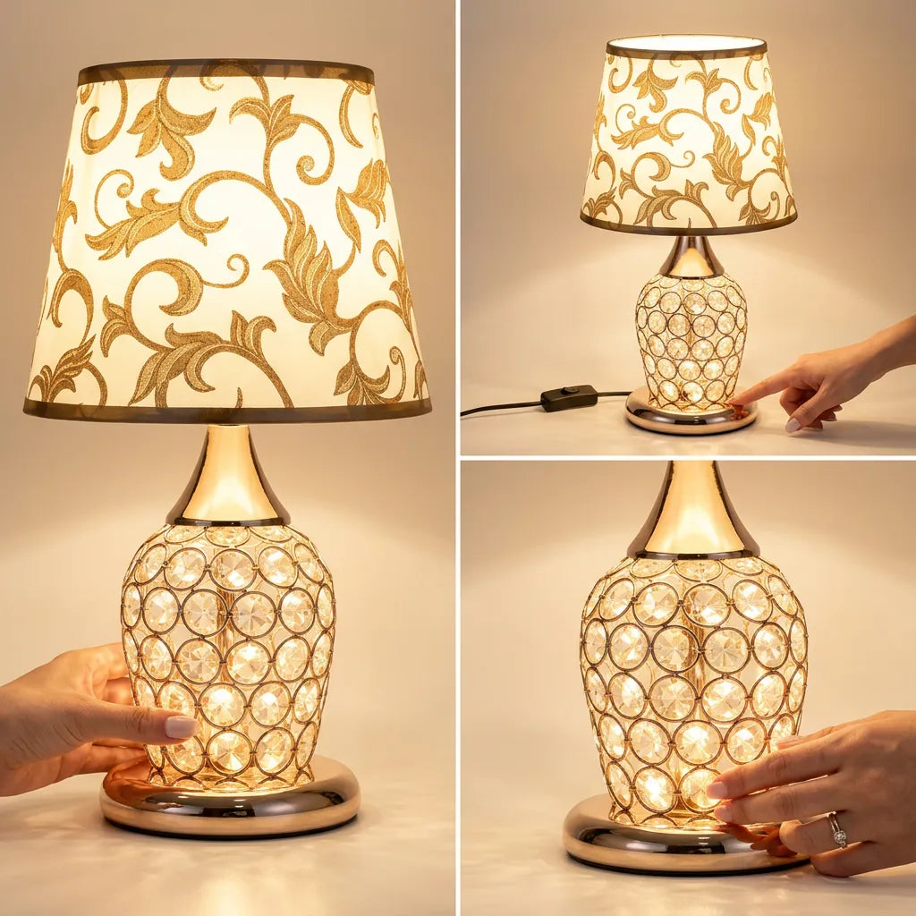 bedlamp met stoffen kap en meegeleverde lamp voor de slaapkamer