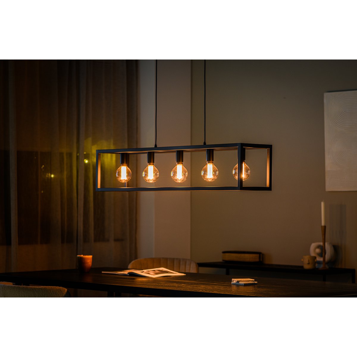 hanglamp, 5-lichts, h340 zwart