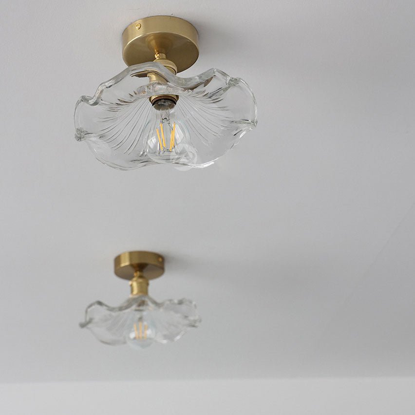 elegante glazen plafondlamp in hibiscus-design