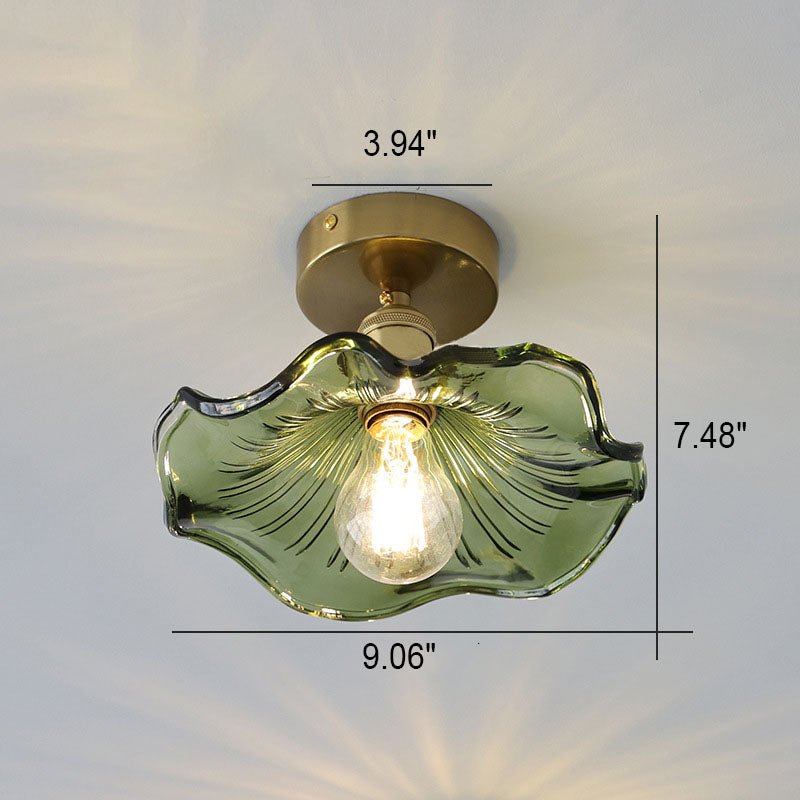 elegante glazen plafondlamp in hibiscus-design