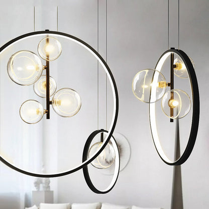 Elegante Nordic Bubble Glazen Hanglampen met Stijlvolle Ring