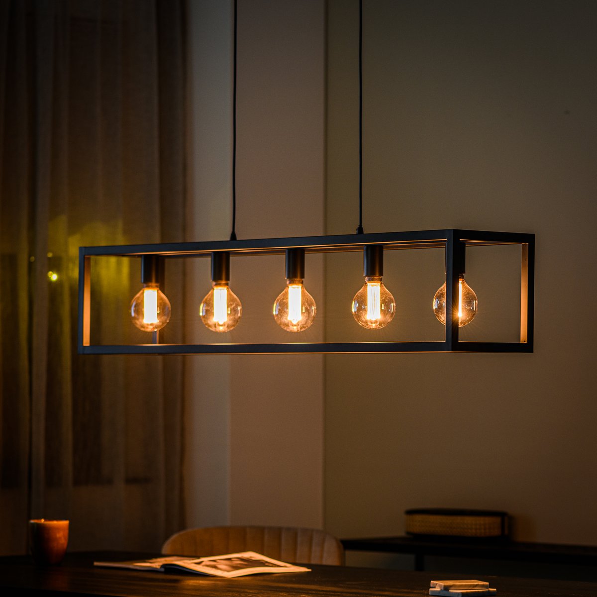 hanglamp, 5-lichts, h340 zwart