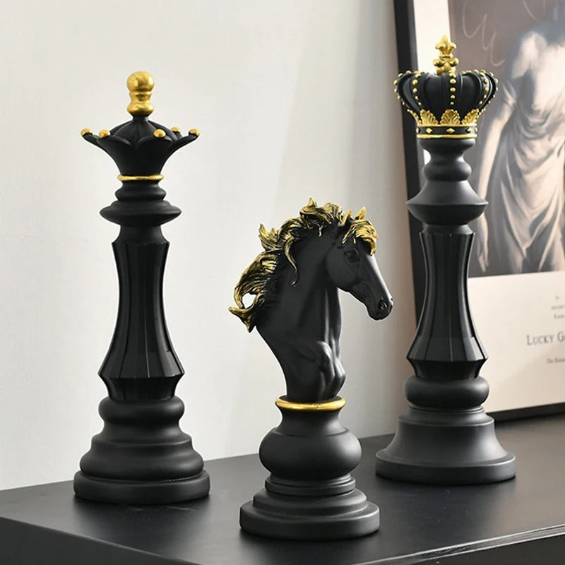 decoratief schaakbeeldhouwsel houten set