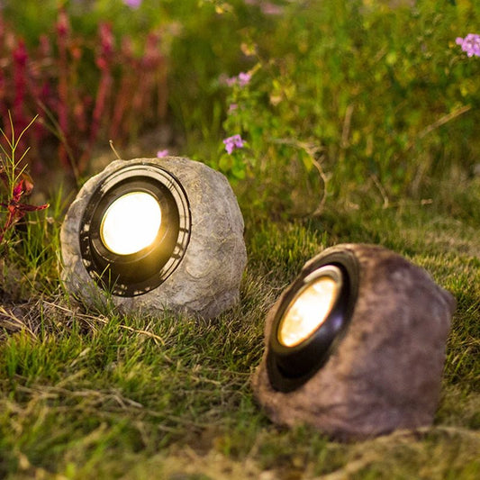 Verstelbare solar tuinlamp met steenlook voor buitengebruik