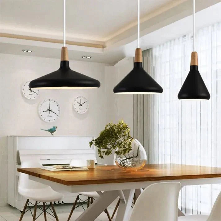 elegante conische metalen hanglamp geïnspireerd op franse macarons