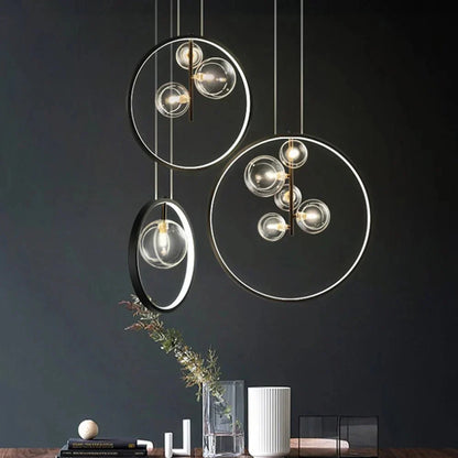 Elegante Nordic Bubble Glazen Hanglampen met Stijlvolle Ring