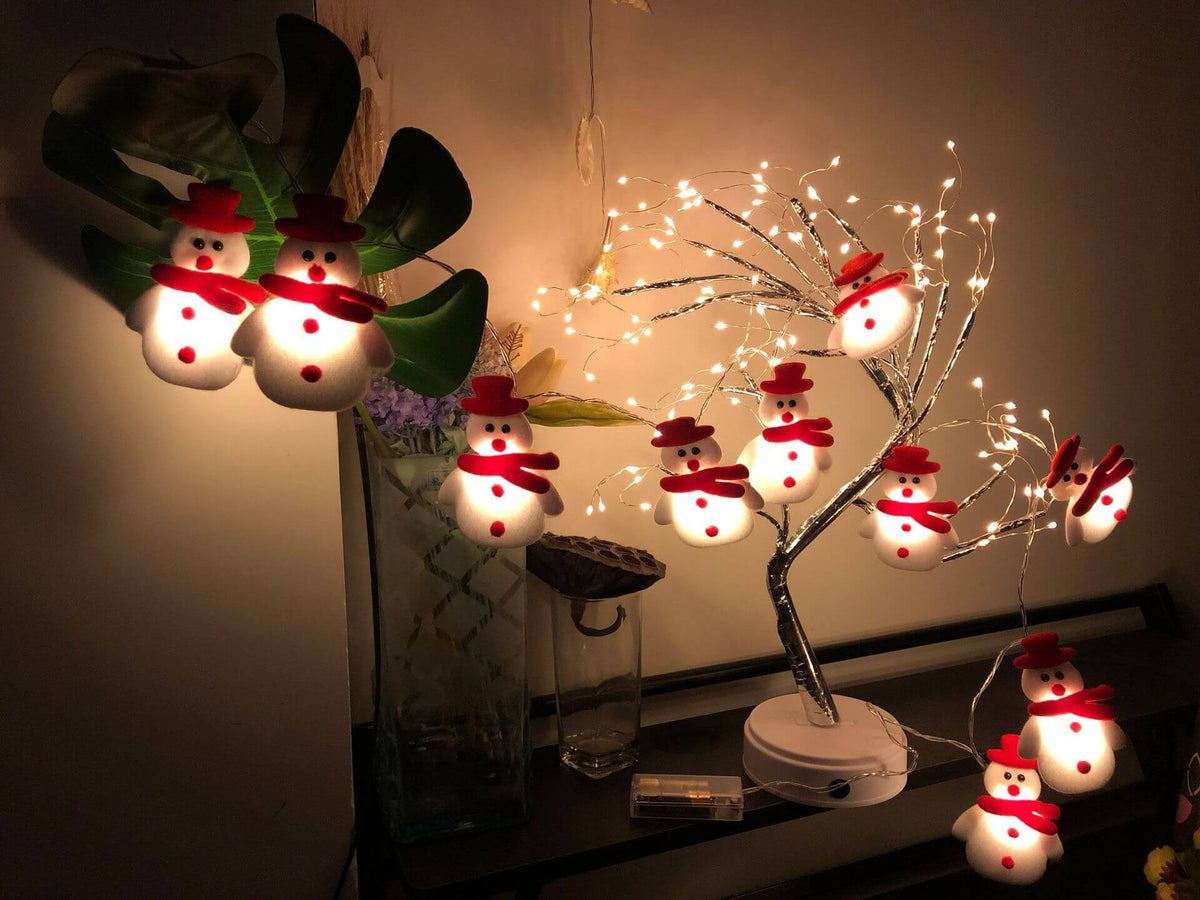 Kerstverlichting met sneeuwmanmotief voor gebruik op batterij