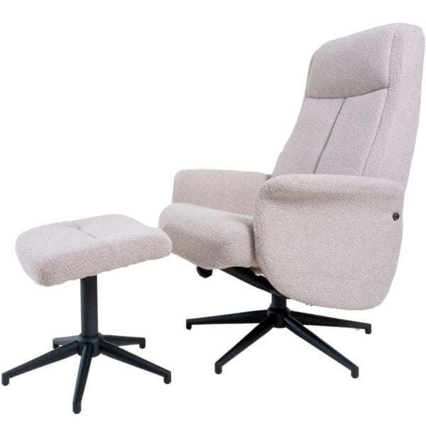 relaxfauteuil bindy + hocker – bouclé – naturel