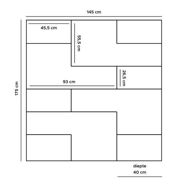 vakkenkast huub wit 175 x 145 cm – roomdivider