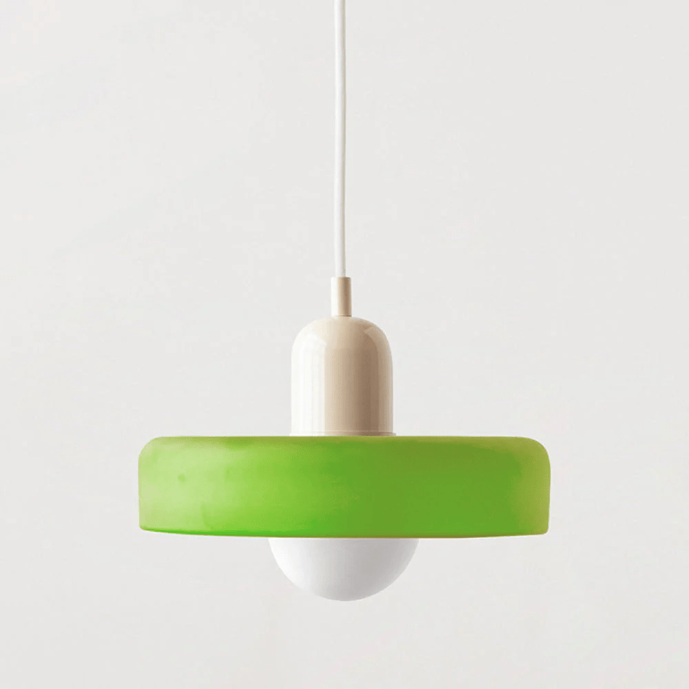 stijlvolle bauhaus hanglamp in kleurrijk glas