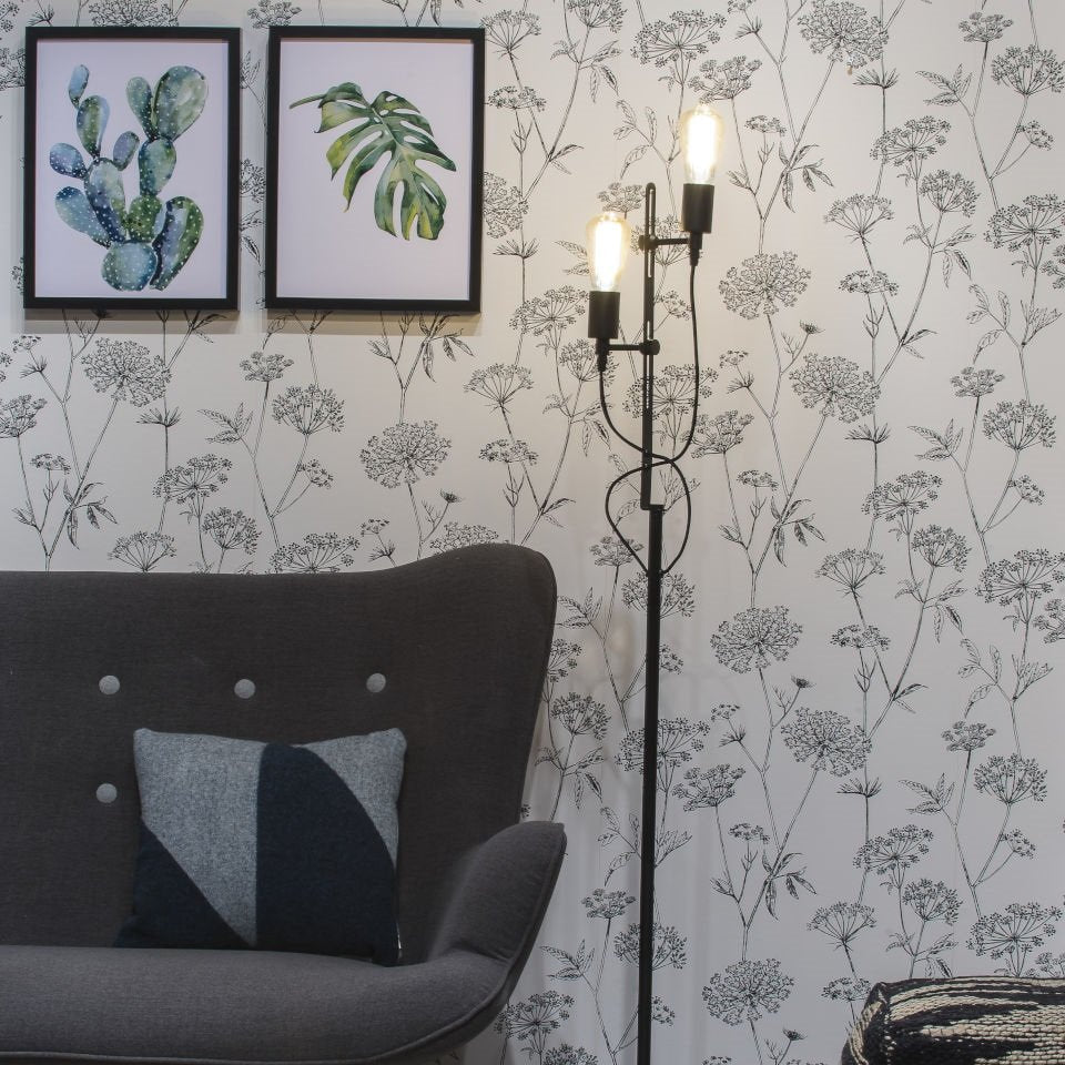 vloerlamp dubbele lamp zwart