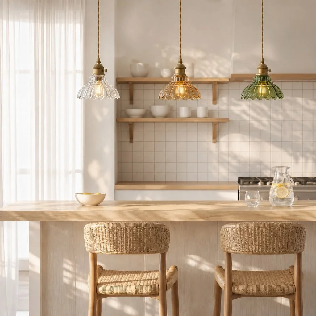 glazen hanglamp vintage bloemontwerp