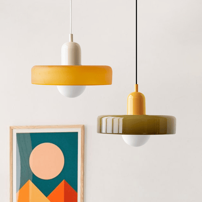 Stijlvolle Bauhaus Hanglamp in Kleurrijk Glas