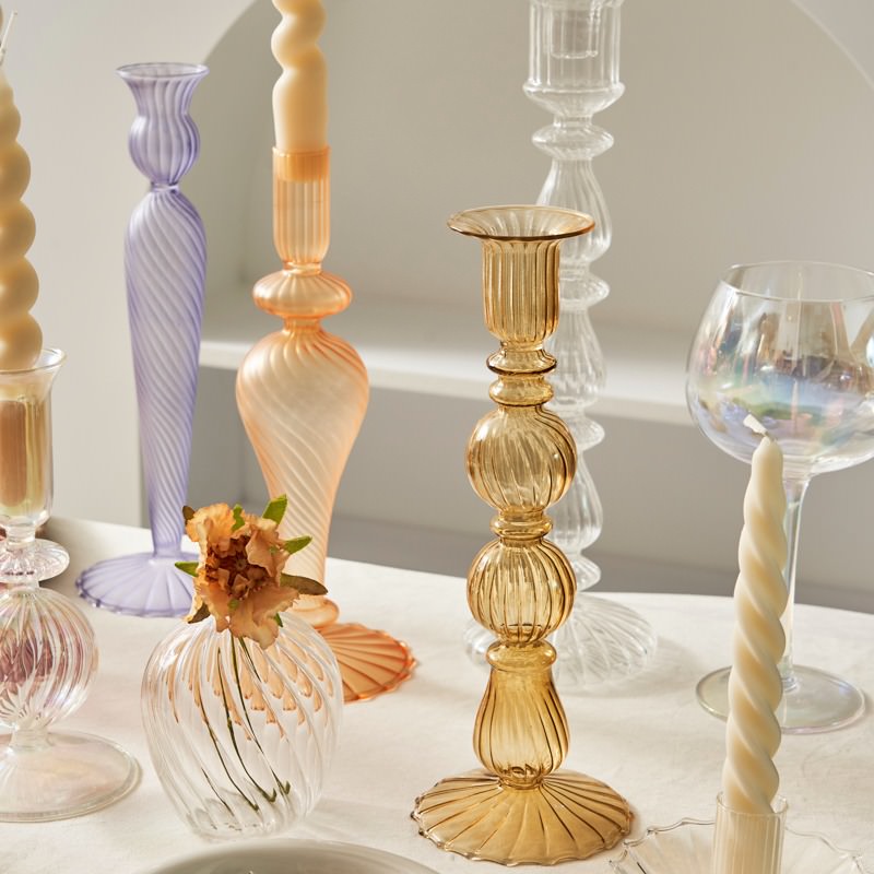 glazen kandelaar frans vintage ontwerp