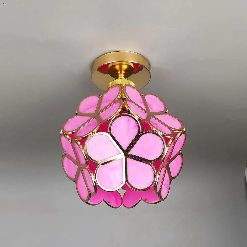 design bloemen stijl glazen hal plafondlamp