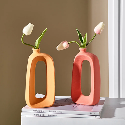 Keramische Holle Vaas Abstract Ontwerp