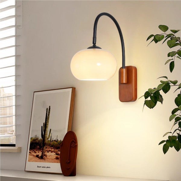 stijlvolle kaki draaibare glazen wandlamp in bauhaus design