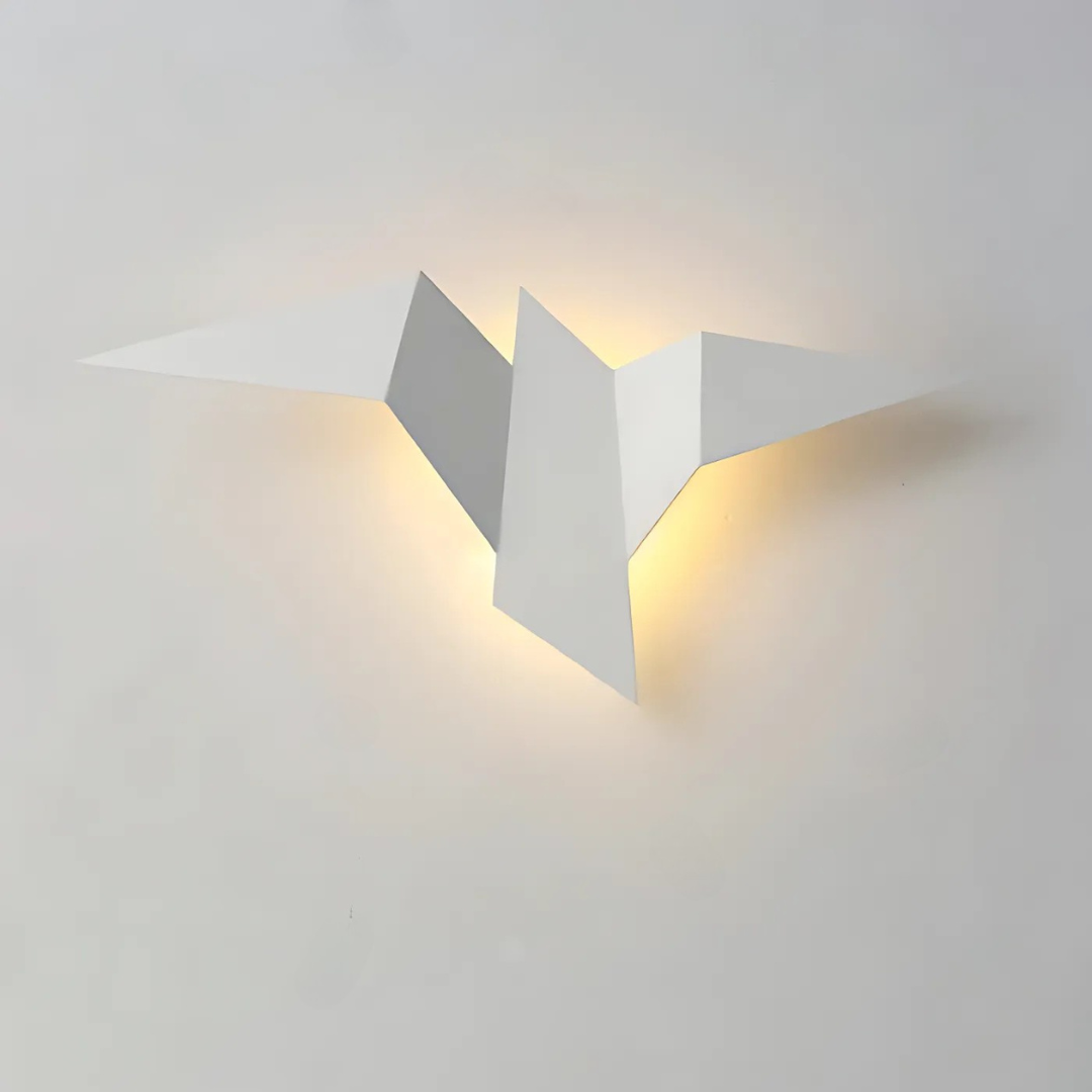Detail van de decoratieve origami wandlamp