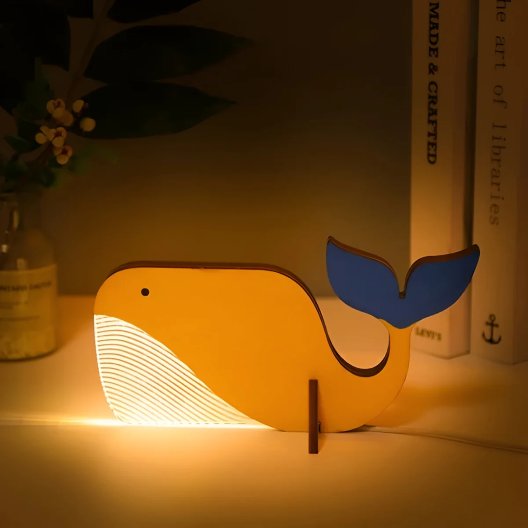 compacte led-tafellamp van hout voor de woonkamer