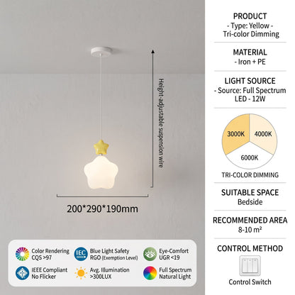 Wolkvormige plafond hanglamp met ster als sfeervolle kamerdecoratie