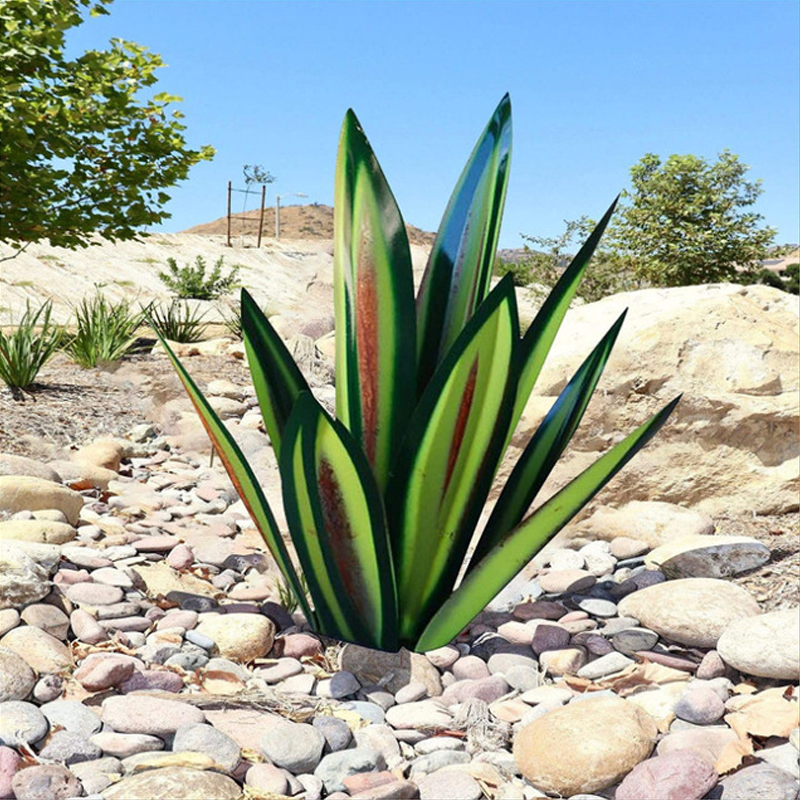 decoratief tuinsieraad kunstmatige metalen agaveplant 27-35 cm