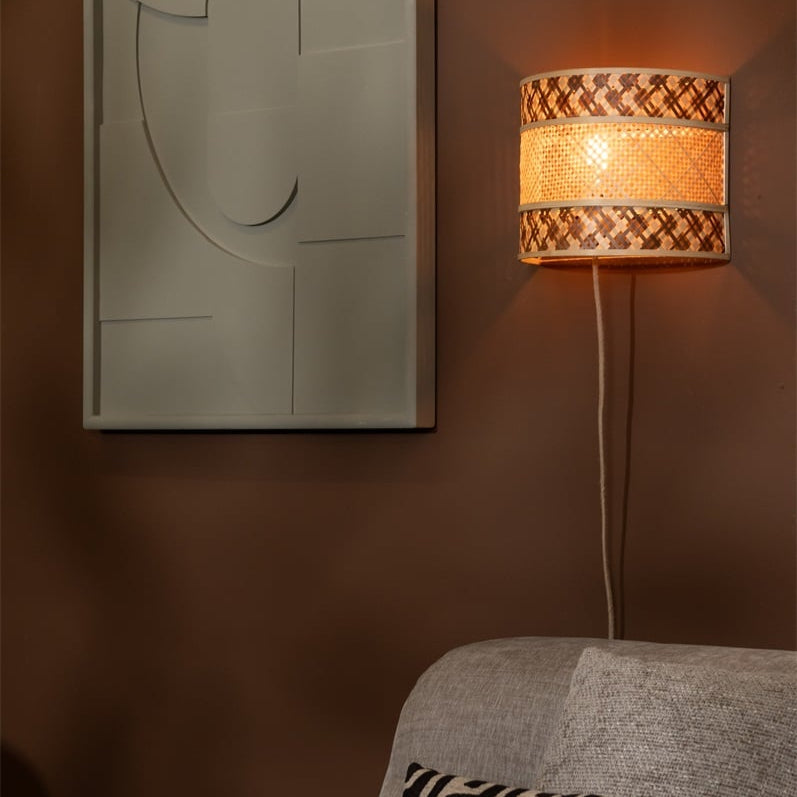 bamboe wandlamp natuurlijke bruin 32 cm