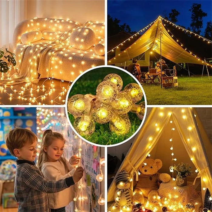 Zonne-energie lichtsnoer voor kerst en tuinversiering buiten