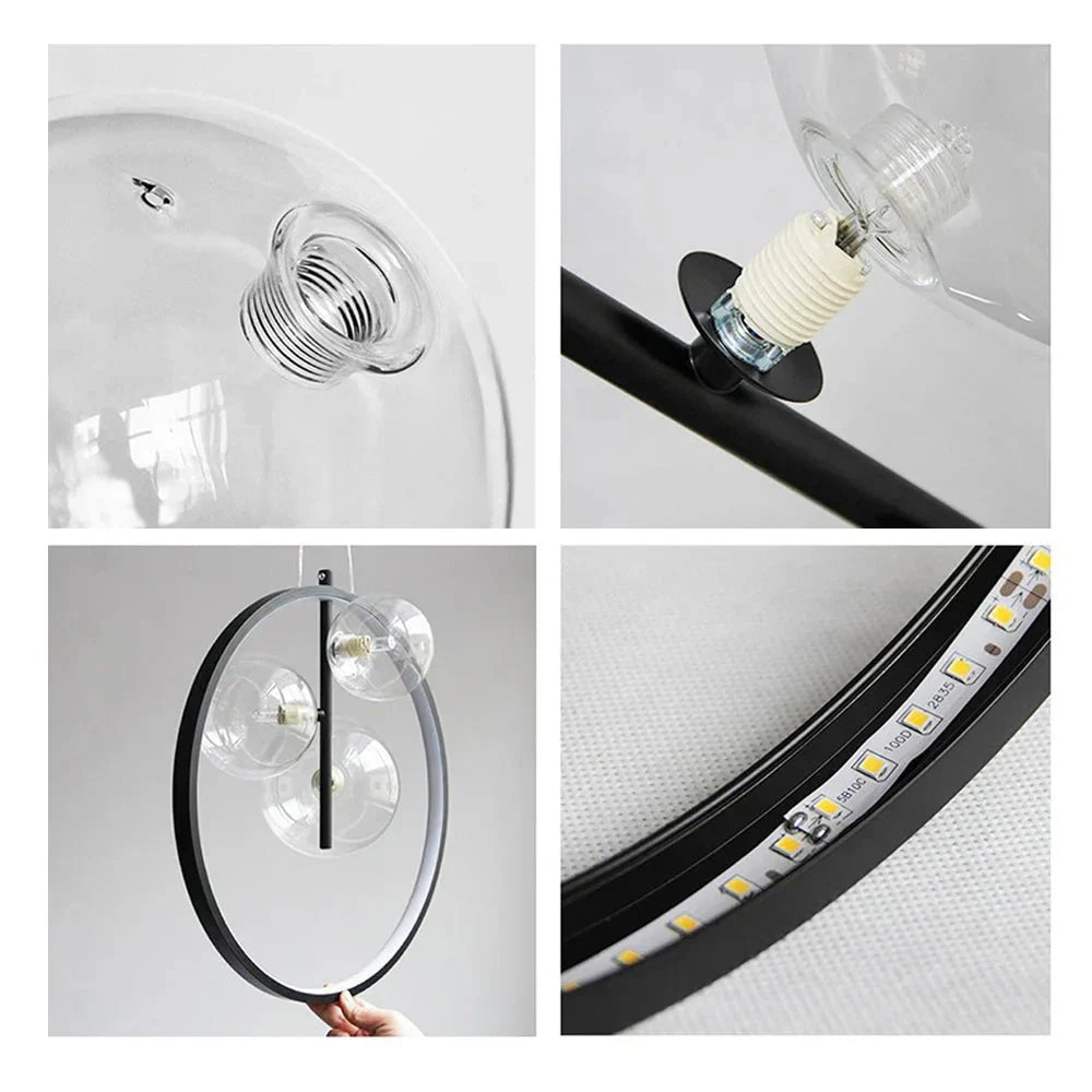 elegante nordic bubble glazen hanglampen met stijlvolle ring