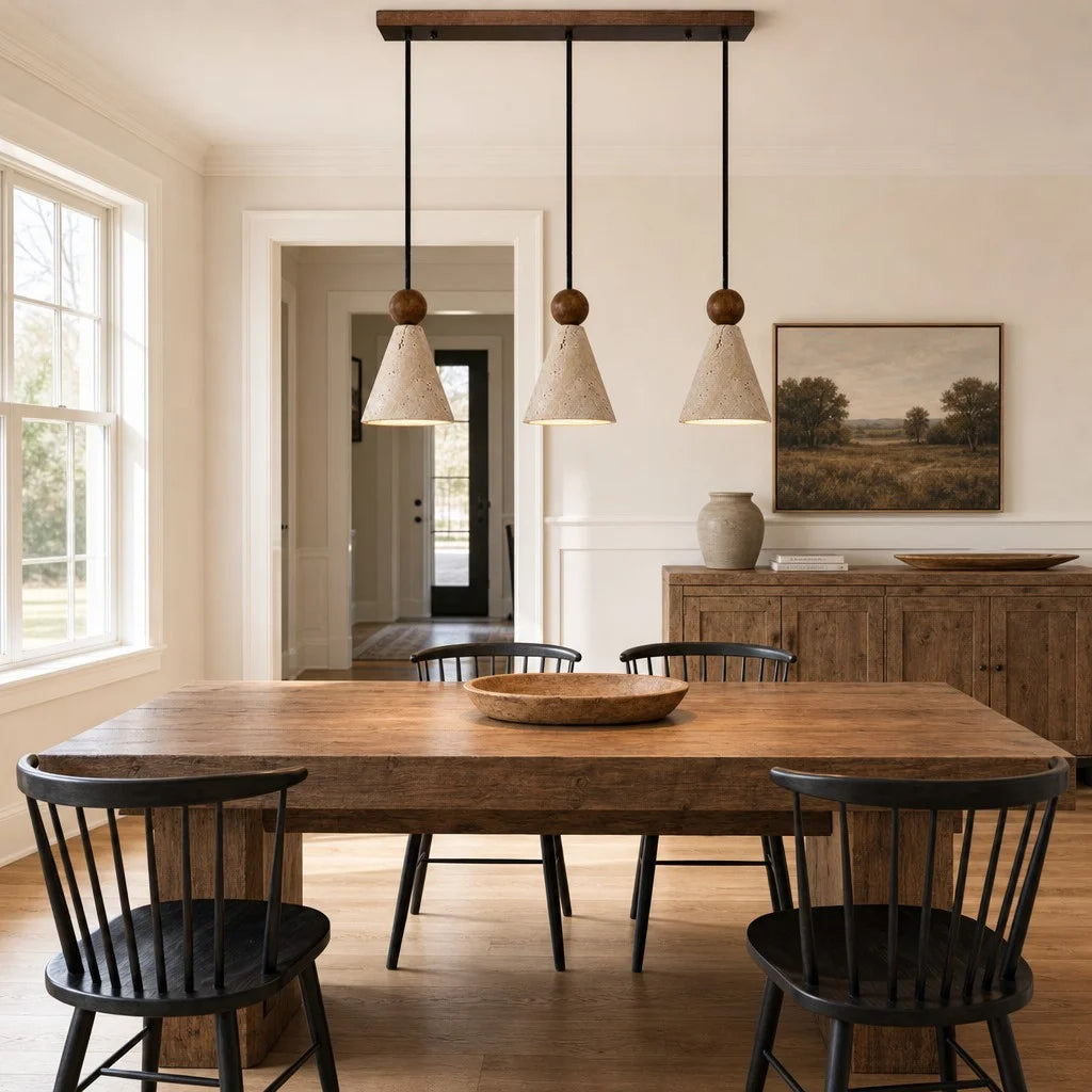 ariad wabi-sabi travertijn hanglamp in kegelvorm