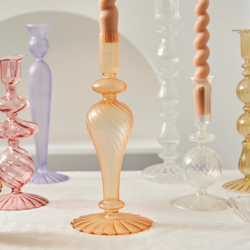glazen kandelaar frans vintage ontwerp