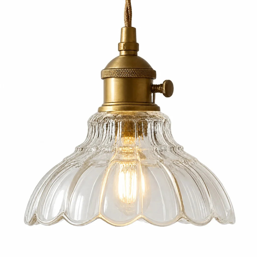 glazen hanglamp vintage bloemontwerp