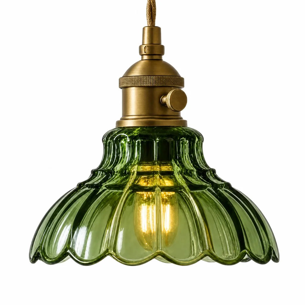 glazen hanglamp vintage bloemontwerp