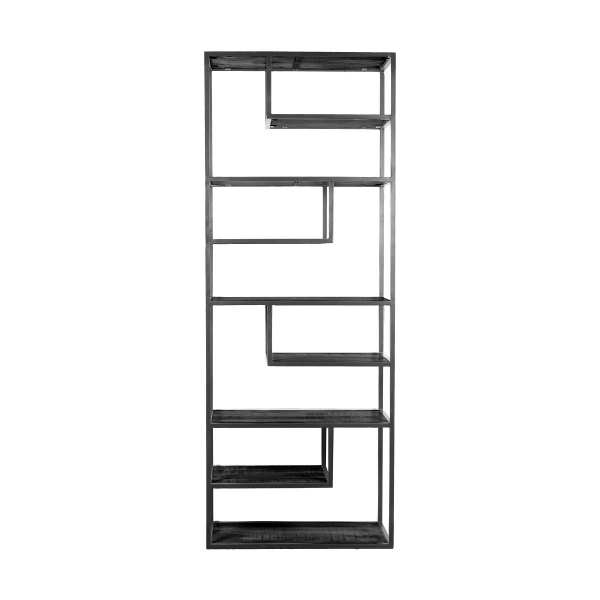 vakkenkast huub zwart mangohout 210 x 80 cm - roomdivider