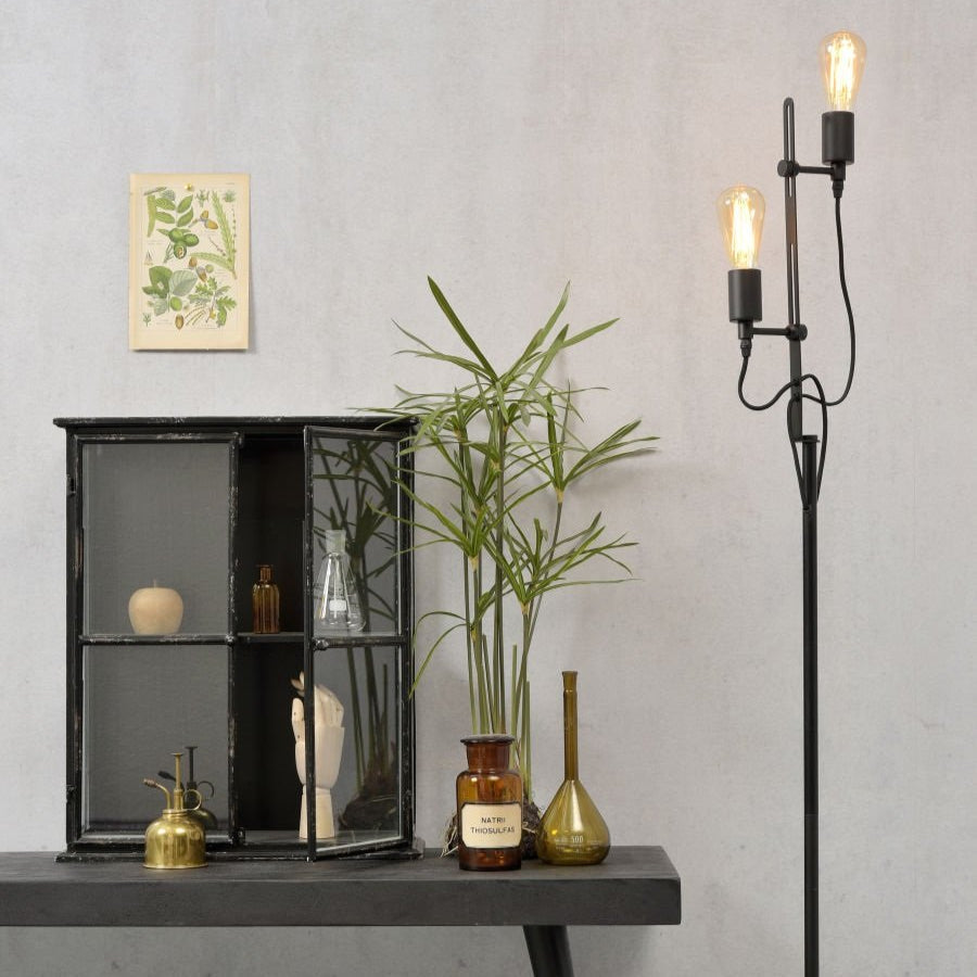 vloerlamp dubbele lamp zwart