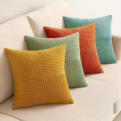Set van 4 ribfluwelen sierkussenslopen 45x45 cm