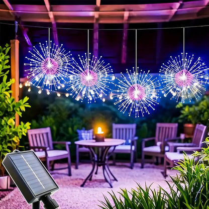 Decoratieve solar verlichting met fijne lichtdraden in de tuin