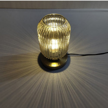 Amberkleurige glazen tafellamp Scandinavisch design