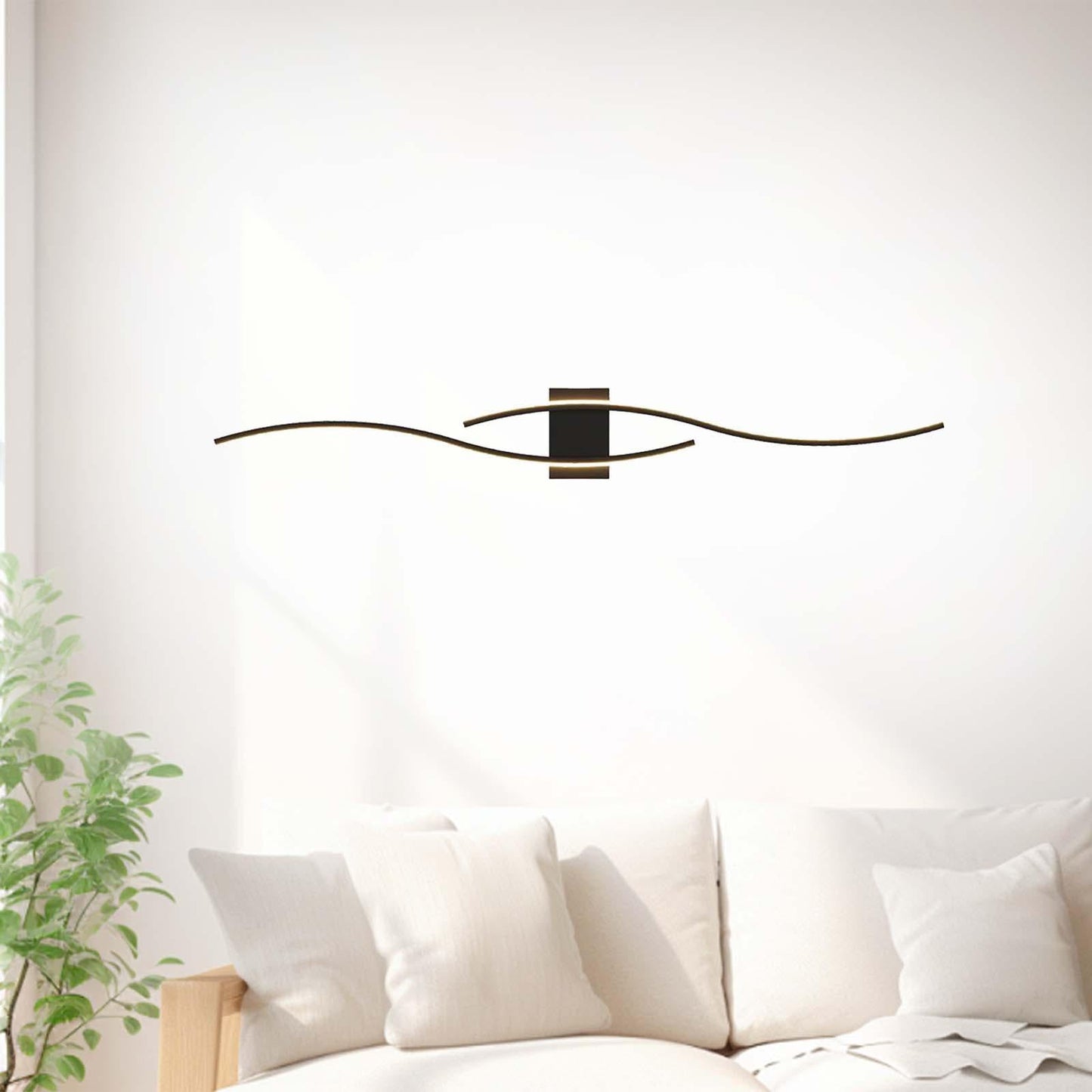 detailweergave van het zwarte armatuur van de led-wandlamp
