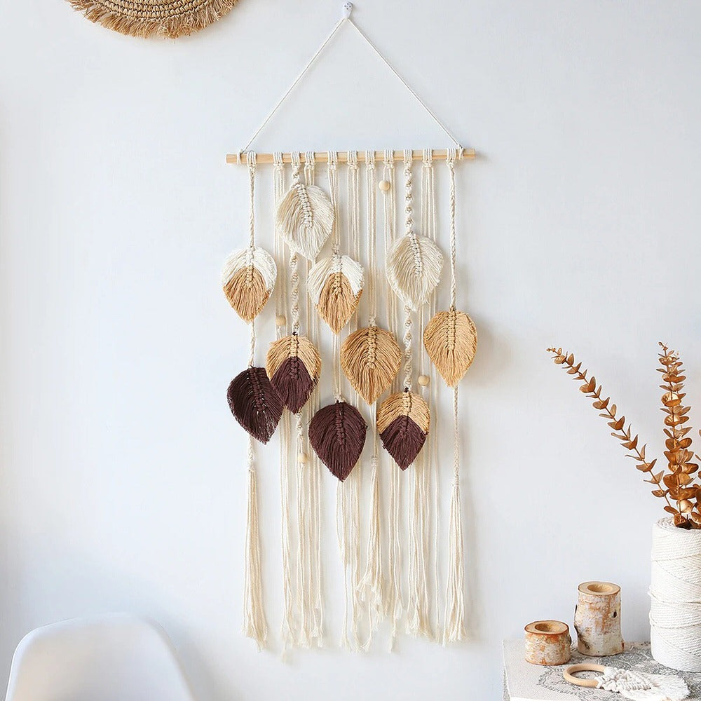 macramé wanddecoratie boho bladeren ontwerp