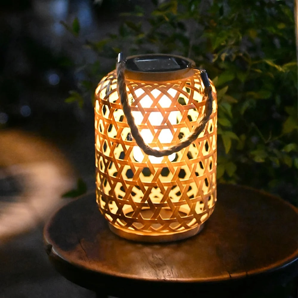 zonnecel lamp bamboe buiten