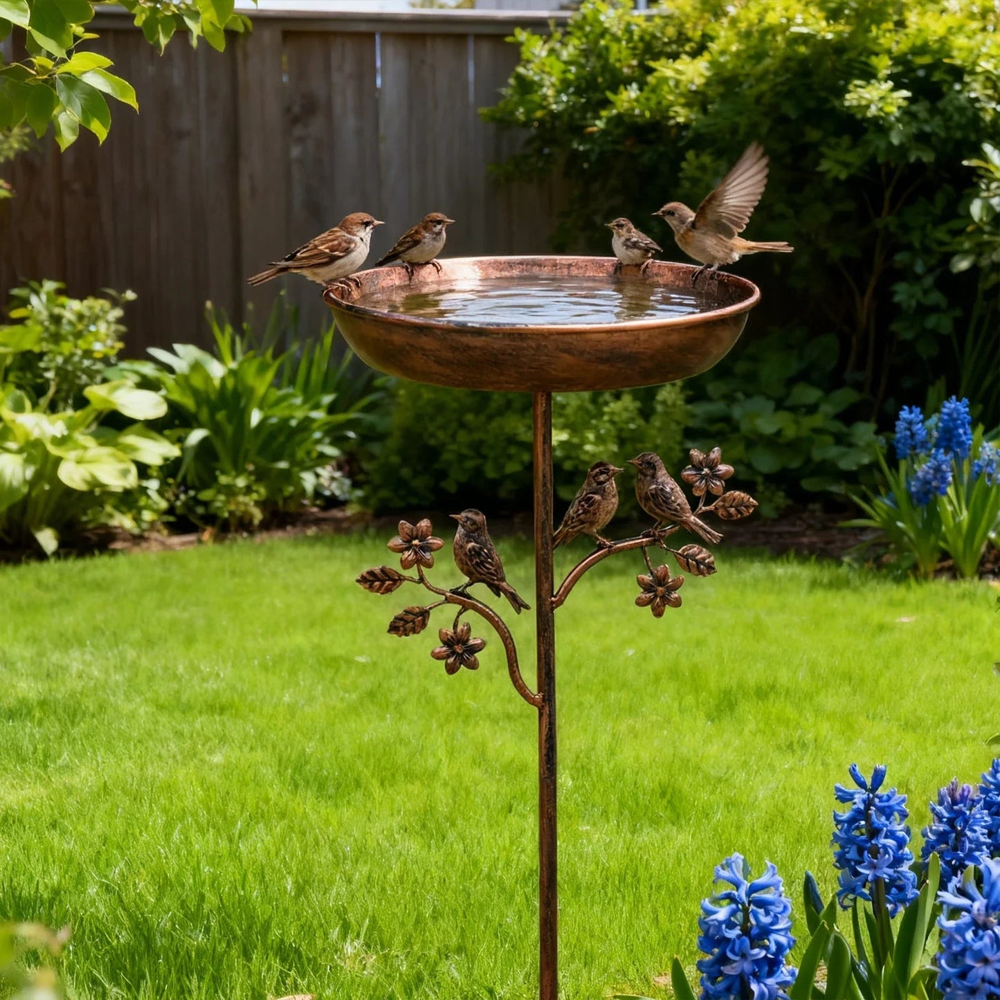 tuin vogelbad metalen spike vintage koper