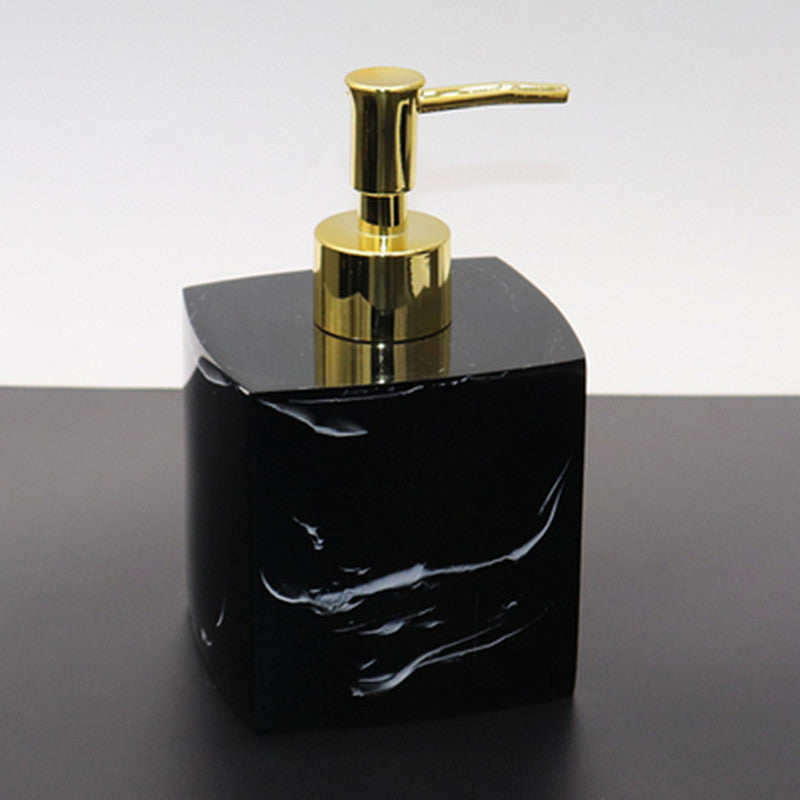 badkameraccessoireset imitatiemarmer zwart met gouden accenten
