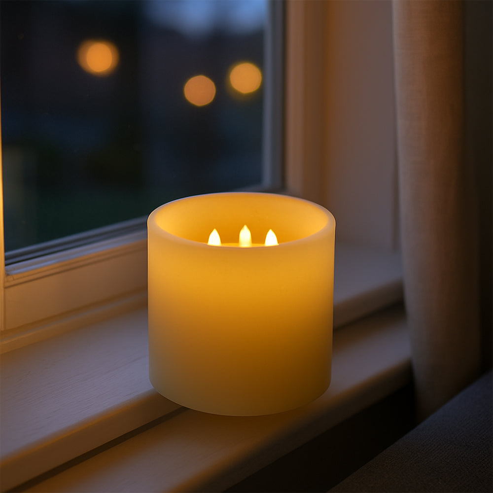 led zuilkaars met 3d vlamgloed 15 cm