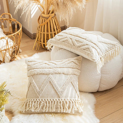 Gevoerde Kussenhoes Beige Boho Ontwerp
