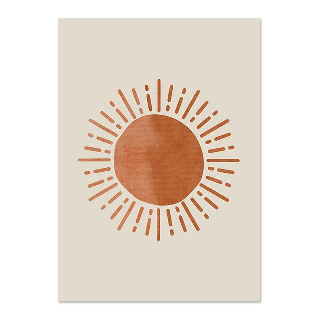 canvas muurdecoratie boho zon en maan ontwerp