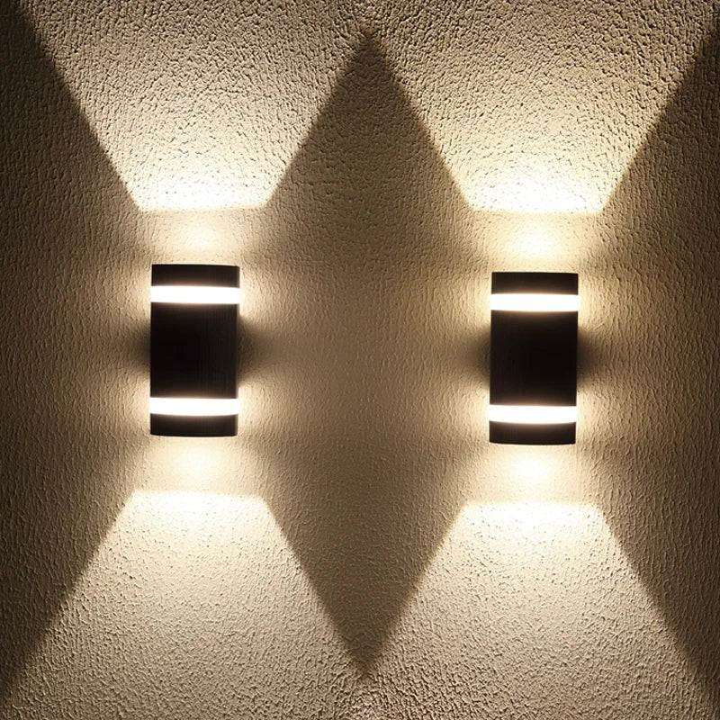 zwarte cilindervormige led buitenmuurverlichting