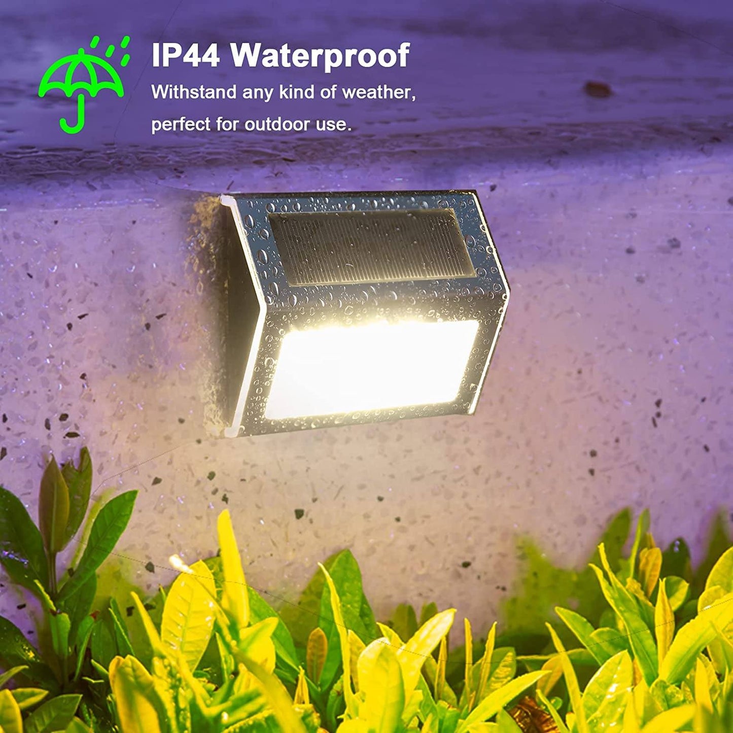 weerbestendige solar wandlamp met modern rvs ontwerp