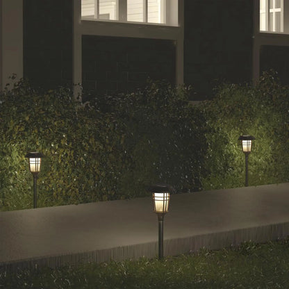 Buitenlamp met solar paneel en warm LED-licht in strependesign
