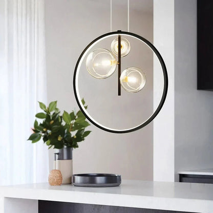 Elegante Nordic Bubble Glazen Hanglampen met Stijlvolle Ring